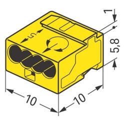 Wago Verbindungsdosenklemme 243 243-504, 0,6-0,8mm, 100V, 6A, Gelb... WAGO-243-504 4044918440813 (Abb. 1)