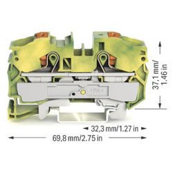 Wago 2-Leiter-Schutzleiterklemme TOPJOB S 2216-1207, 16mm2, 69,8x12x37,1mm, Polyamid, G... WAGO-2216-1207 4055143732765 (Abb. 1)
