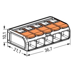 Wago Verbindungsklemme 221-615 COMPACT 5-Leiter, 0,5-6mm2, Polycarbonat, Transparent/Oran... WAGO-221-615 4055143715478 (Abb. 1)
