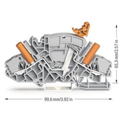 Wago 2-Leiter-Trenn-und Messklemme 2007 2007-8821, 500V 30A, Polyamid, Grau... WAGO-2007-8821 4055143074889 (Abb. 1)