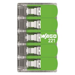 Wago Verbindungsklemme 221 5-Leiter, 0,2-4mm2, Polycarbonat, Transparent, 221-425... WAGO-221-425 4066966345285 (Abb. 1)