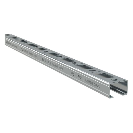 Walraven RapidRail Montageschiene C-Profil, 30x20mm Länge 2m mit Schnittmarkierungen, sendzimirverzinkt