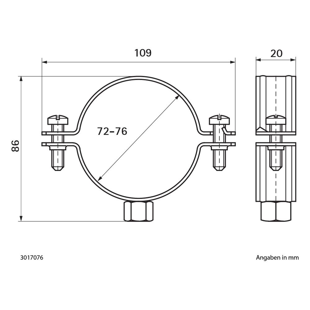 Walraven Bifix Rohrschelle 300, 72-76mm M8, Zweischraubenschelle ohne Einlage, Edelst... WALRAVEN-3017076 8712993269181 (Abb. 5)
