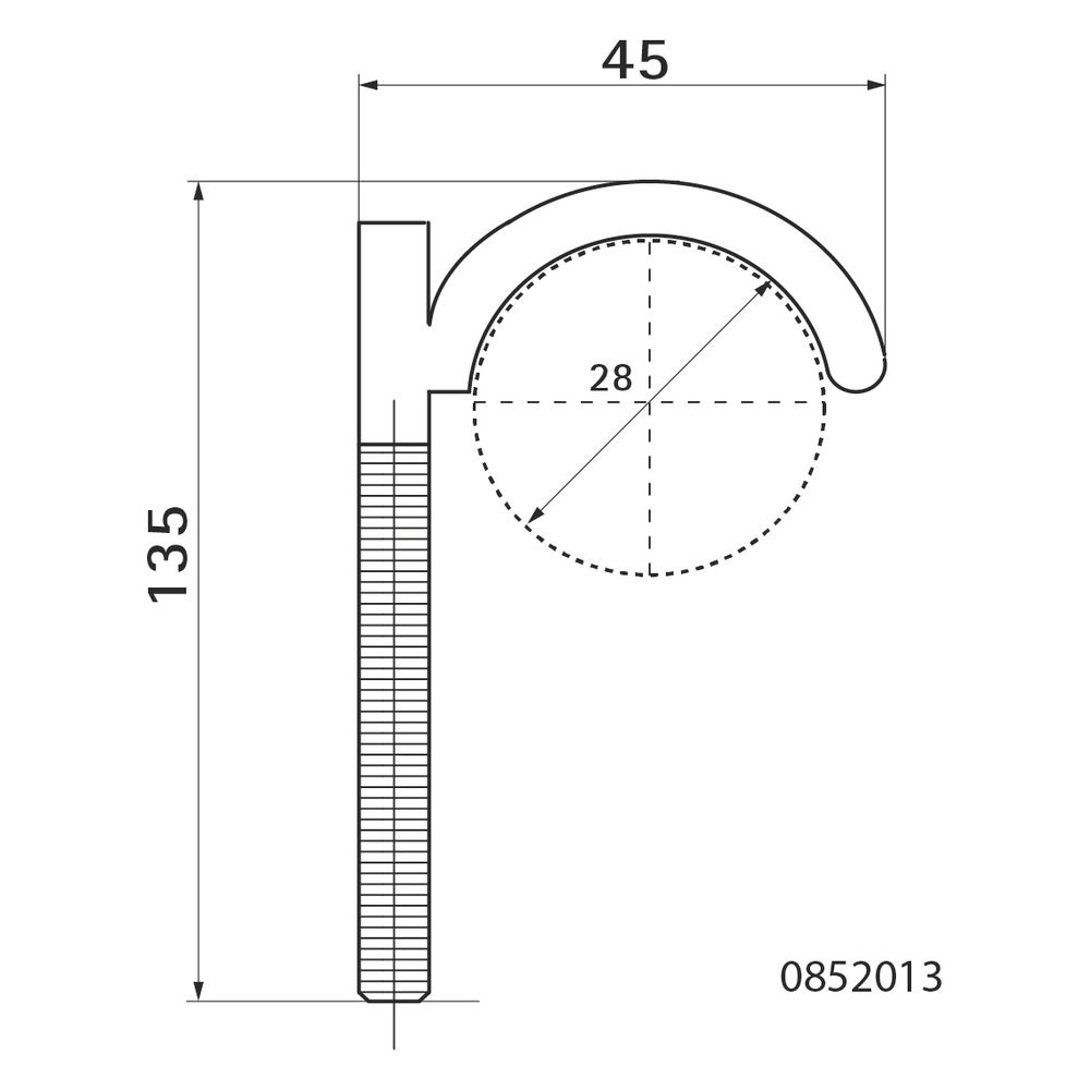Walraven Dübelhaken einfach 42x8mm, Breite 135mm für Rohrdurchmesser bis 28mm, PA, Gr... WALRAVEN-0852013 8712993347919 (Abb. 4)