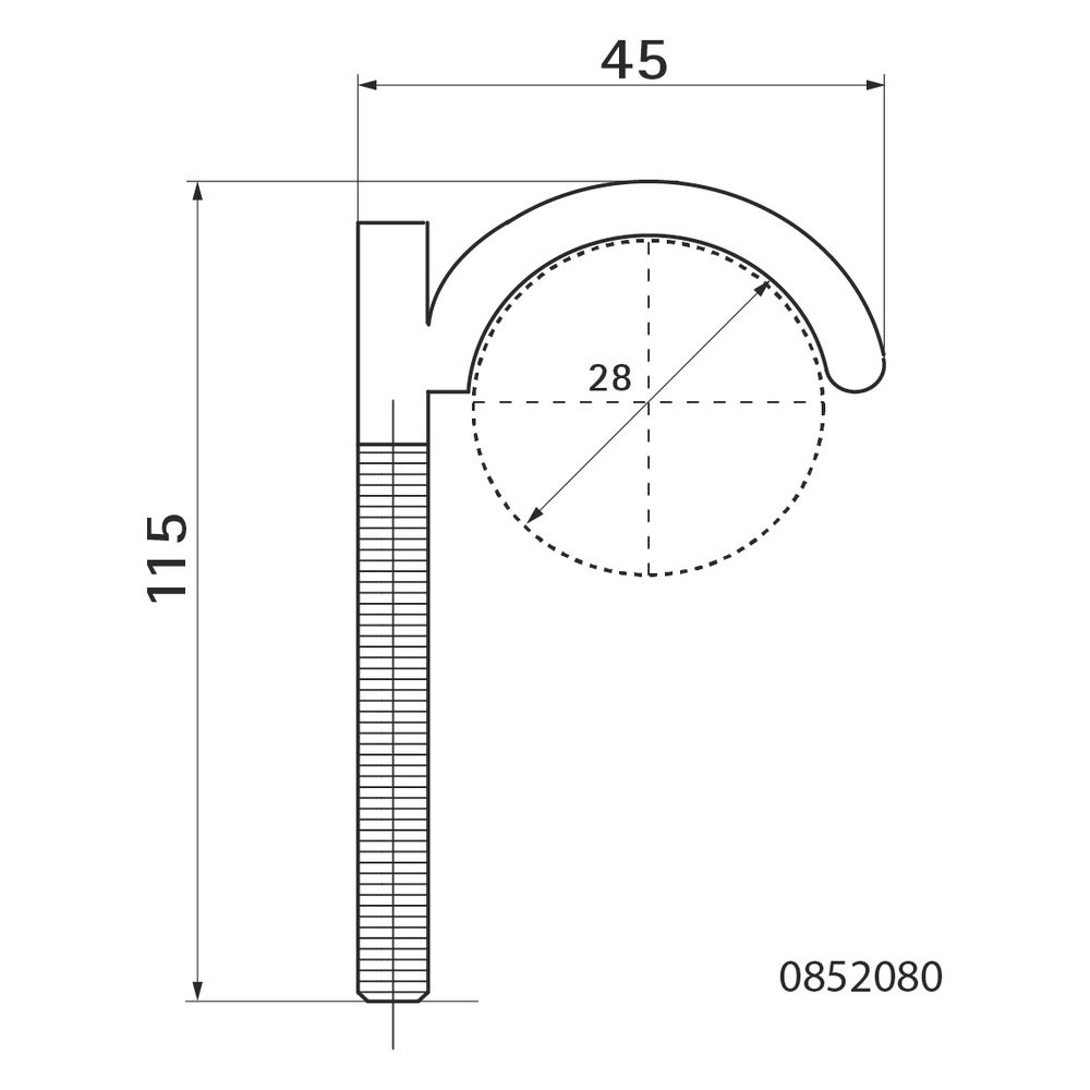 Walraven Dübelhaken einfach 45x8mm, Breite 115mm für Rohrdurchmesser bis 28mm, PA, Gr... WALRAVEN-0852080 8712993066438 (Abb. 4)