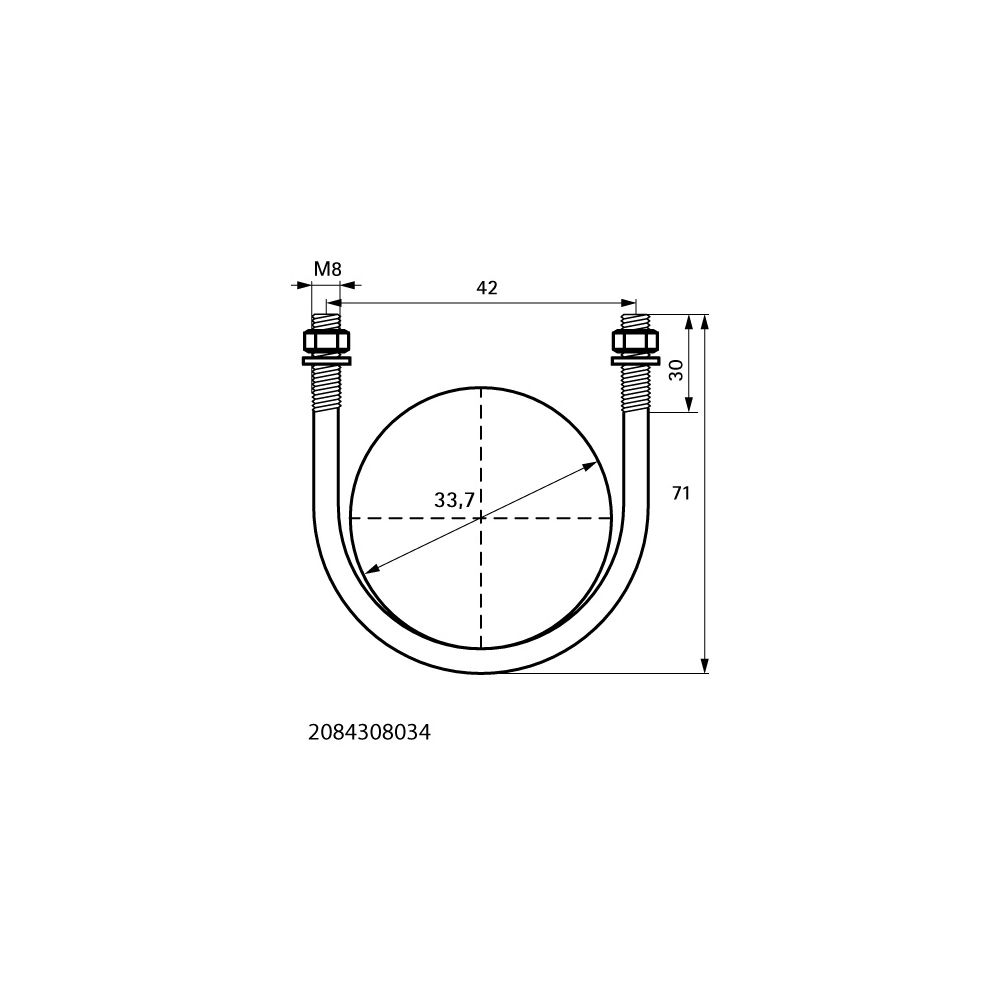 Walraven Rundstahlbügel, Durchmesser 33,7mm 1" Gewinde M8, inkl. 2x Muttern und U-... WALRAVEN-2084308034 8712993624577 (Abb. 4)