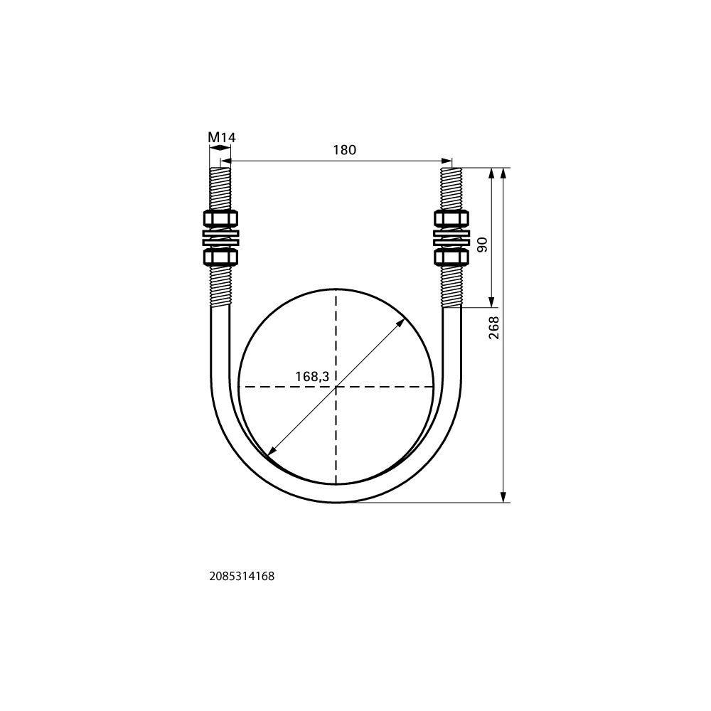 Walraven Rundstahlbügel lang, Durchmesser 168,3mm 6" Gewinde M14, inkl. 4x Muttern... WALRAVEN-2085314168 8712993622658 (Abb. 4)