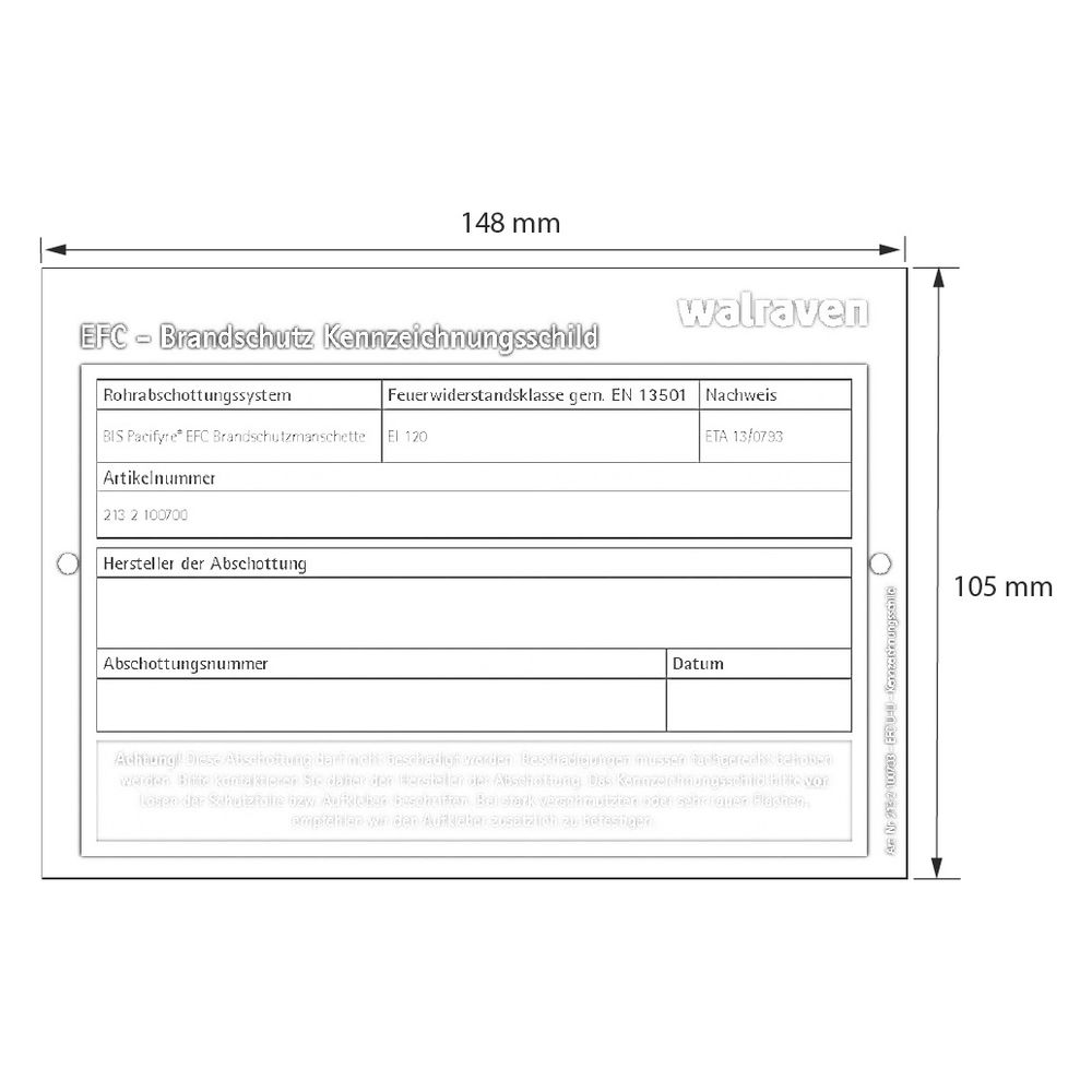 Walraven Pacifyre Kennzeichnungsschild EFC, für Wand und Decke... WALRAVEN-2132100703 8712993968404 (Abb. 4)