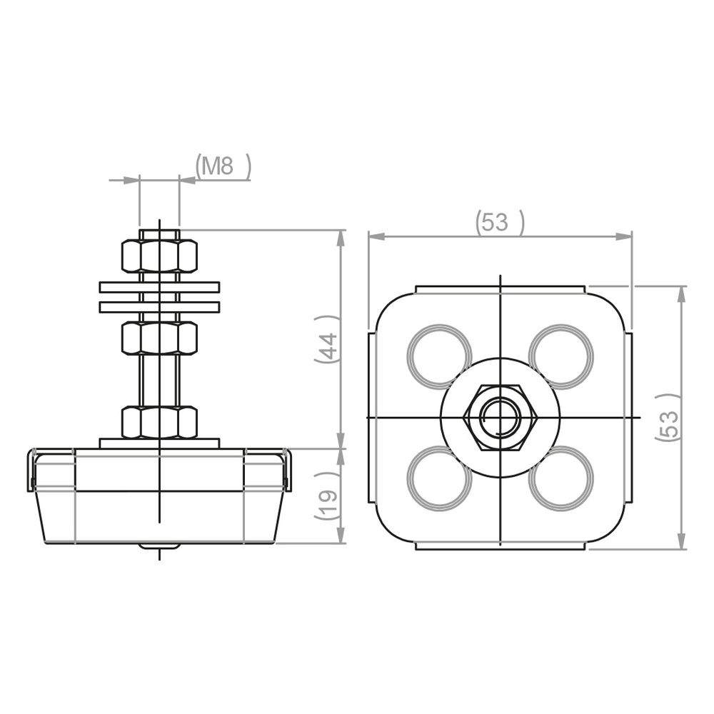 Walraven VibraTek Maschinenfuß MR-L 1000, nivellierbar Gewinde M8, 53x53x63mm... WALRAVEN-2800101000 8719942045070 (Abb. 4)