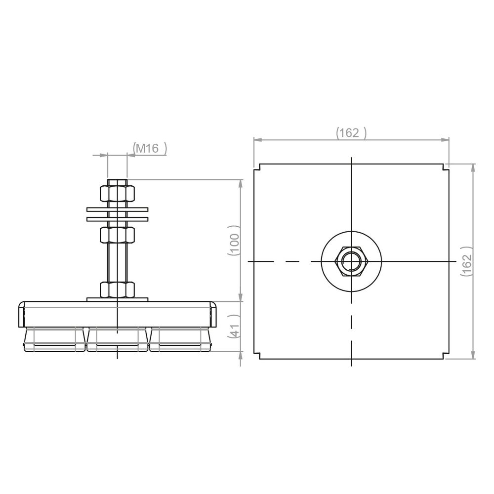 Walraven VibraTek Maschinenfuß MR-L 8000, nivellierbar Gewinde M16, 162x162x141mm... WALRAVEN-2800108000 8719942045155 (Abb. 4)