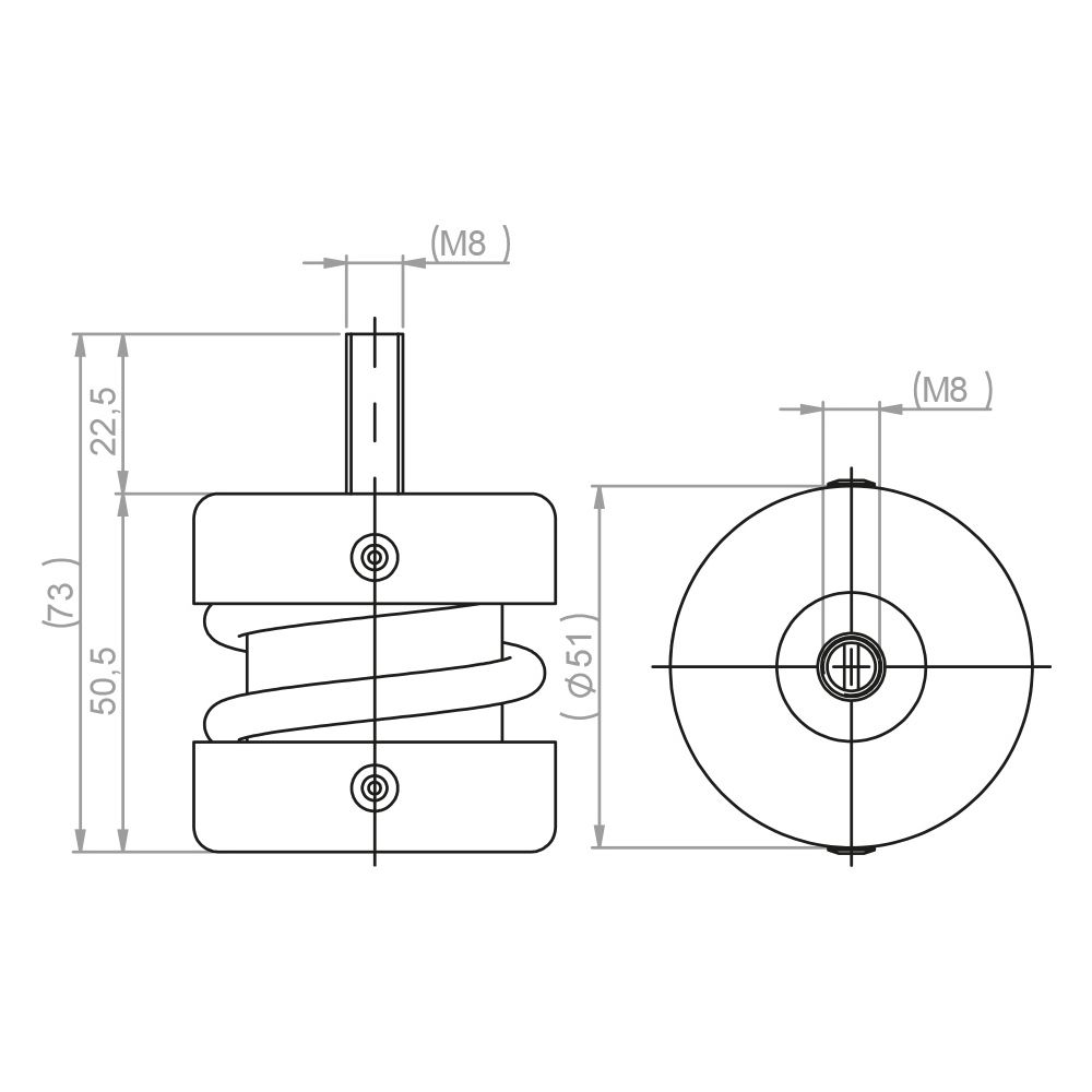 Walraven VibraTek Stahlfederstütze MS-M Mini, Gewinde M8 max. 1000N, 51x73mm... WALRAVEN-2800201000 8719942045308 (Abb. 4)