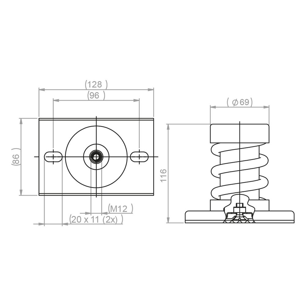 Walraven VibraTek Stahlfederdämpfer MS-1X, Gewinde M12 max. 1500N, 86x128x116mm... WALRAVEN-2800401500 8719942045551 (Abb. 4)