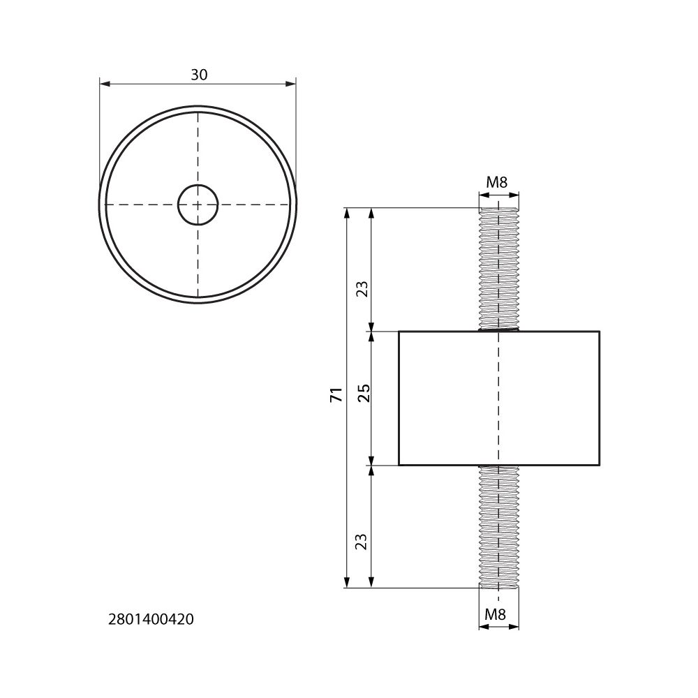 Walraven VibraTek Schwingungsdämpfer SB-MM max. 420N, M8 2x Außengewinde 30x71mm... WALRAVEN-2801400420 8719942046794 (Abb. 4)