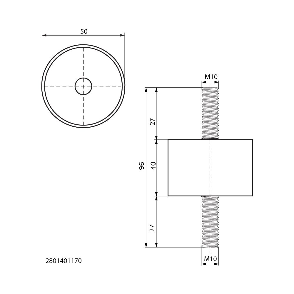 Walraven VibraTek Schwingungsdämpfer SB-MM max. 1170N, M10 2x Außengewinde 50x96mm... WALRAVEN-2801401170 8719942046855 (Abb. 4)
