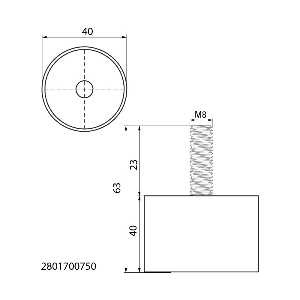Walraven VibraTek Schwingungsdämpfer SB-M max. 750N, M8 1x Außengewinde 40x63mm... WALRAVEN-2801700750 8719942047418 (Abb. 4)