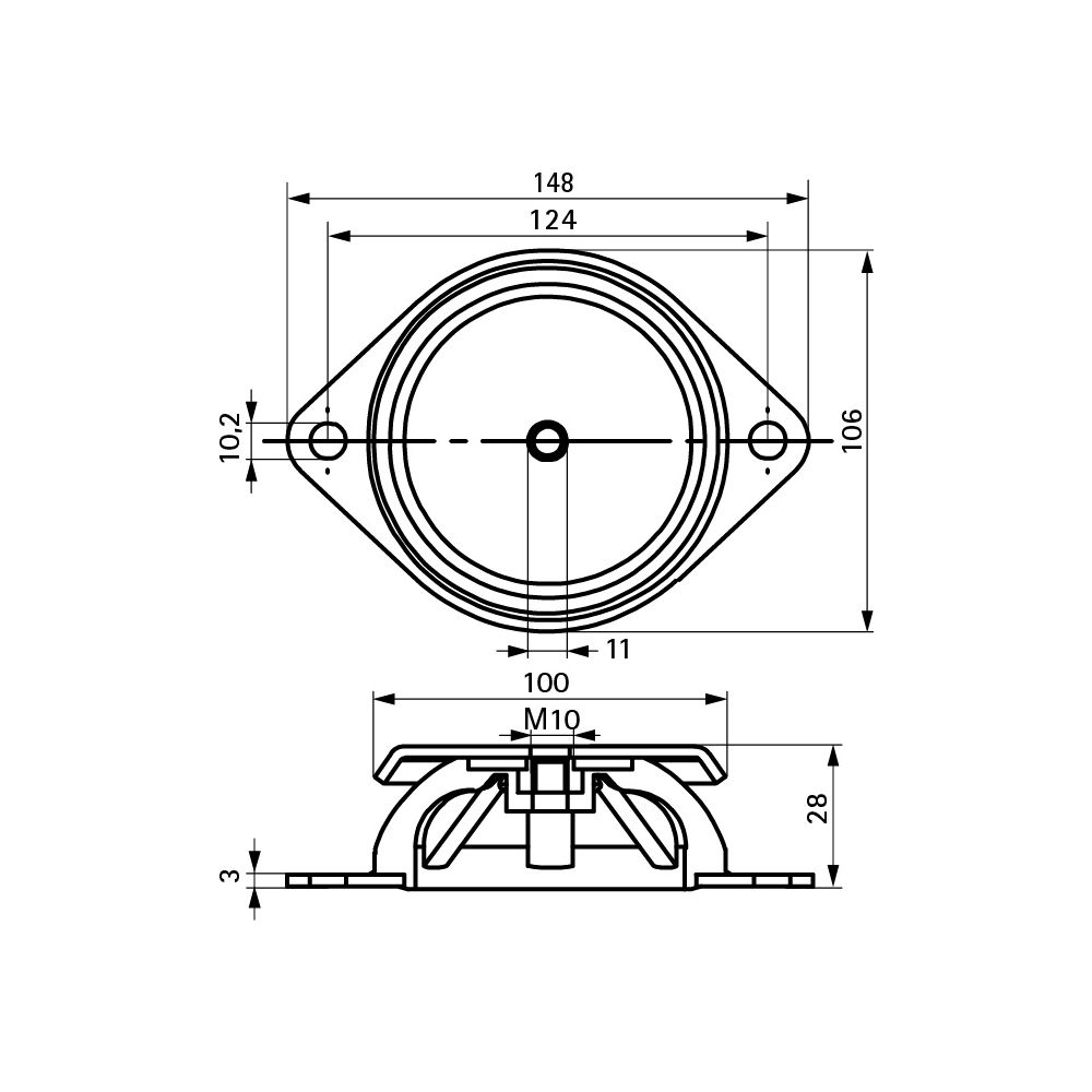 Walraven VibraTek Gummi-Metall-Dämpfer MR-B, Innengewinde M10 Maximallast 1500N... WALRAVEN-2801801500 8719942047562 (Abb. 4)