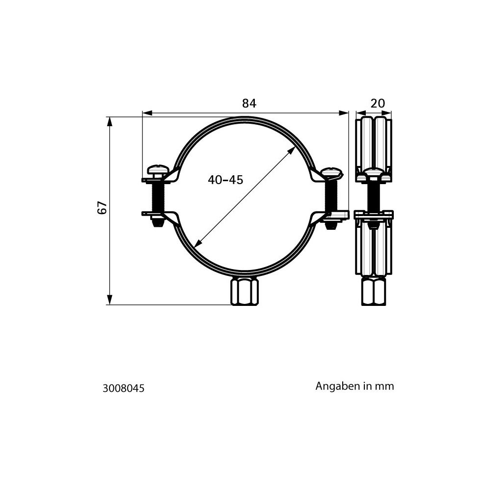 Walraven Bifix Rohrschelle G2, 40-45mm M8/M10 BUP1000 Zweischraubenschelle, Stahl... WALRAVEN-3008045 8712993992577 (Abb. 4)