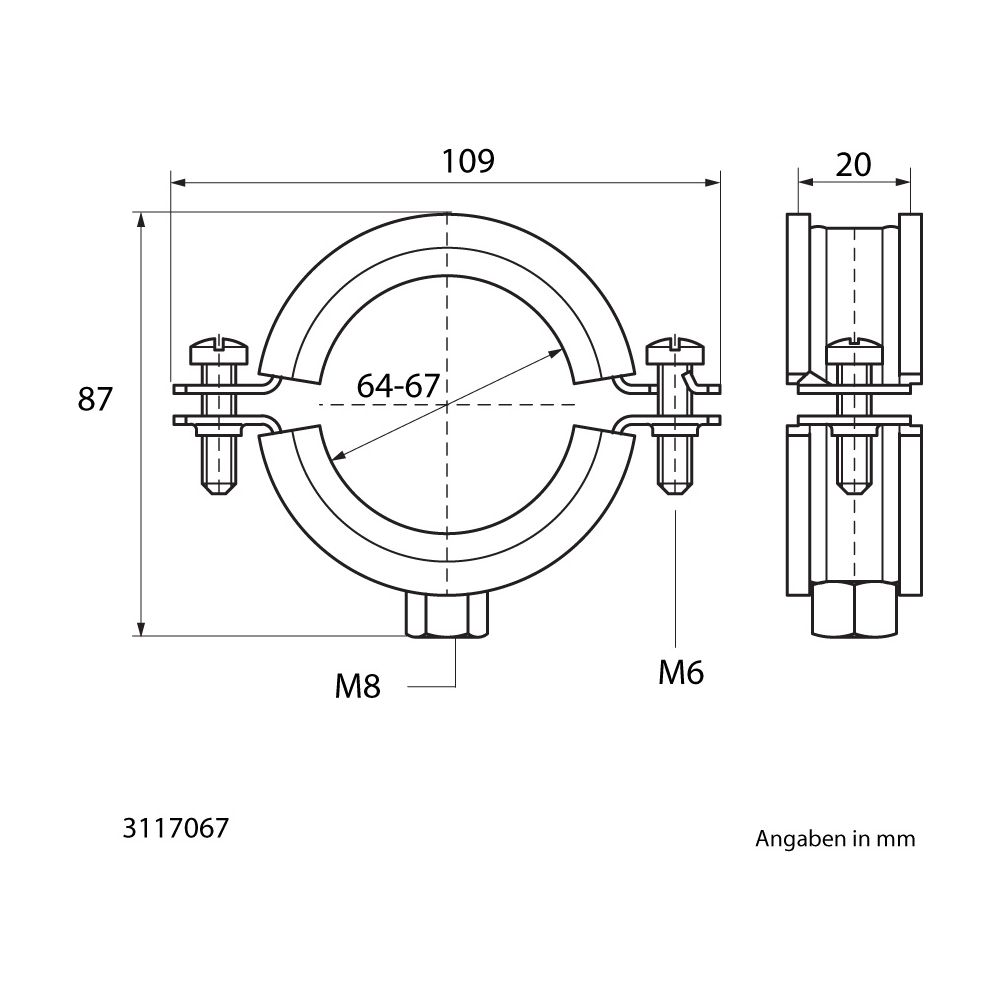 Walraven Bifix Rohrschelle 1301, 64-67mm M8, Zweischraubenschelle mit EPDM-Einlage, E... WALRAVEN-3117067 8712993293438 (Abb. 4)