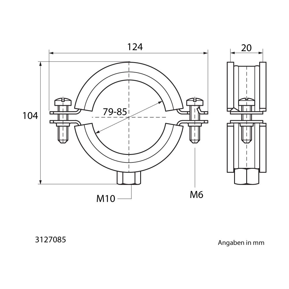 Walraven Bifix Rohrschelle 1301, 79-85mm M10, Zweischraubenschelle mit EPDM-Einlage, ... WALRAVEN-3127085 8712993269891 (Abb. 4)