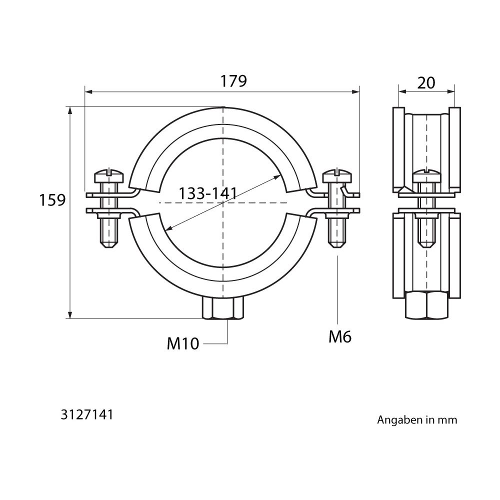 Walraven Bifix Rohrschelle 1301, 133-141mm M10, Zweischraubenschelle mit EPDM-Einlage... WALRAVEN-3127141 8712993269945 (Abb. 4)