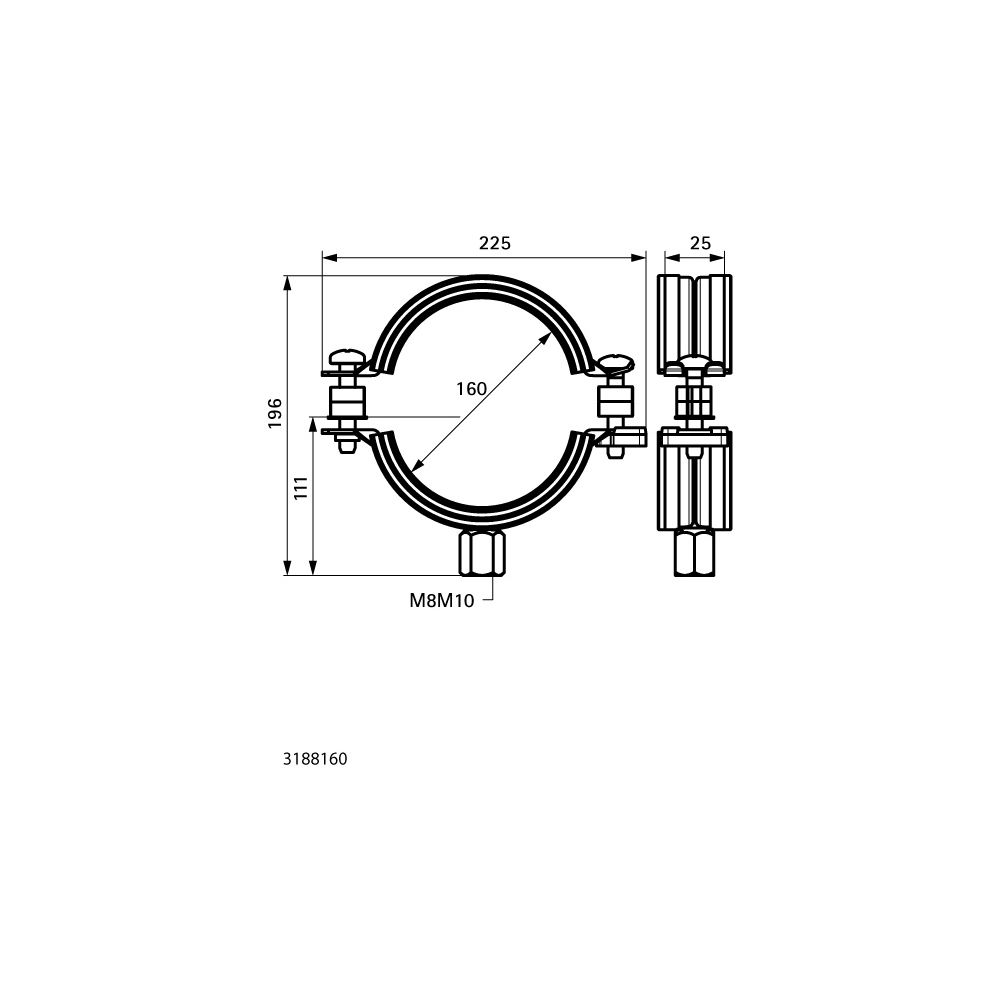 Walraven Bifix Rohrschelle 5000 G2, 160mm M8/M10 BUP1000 Fest- und Gleitschelle, EPDM... WALRAVEN-3188160 8712993115907 (Abb. 4)