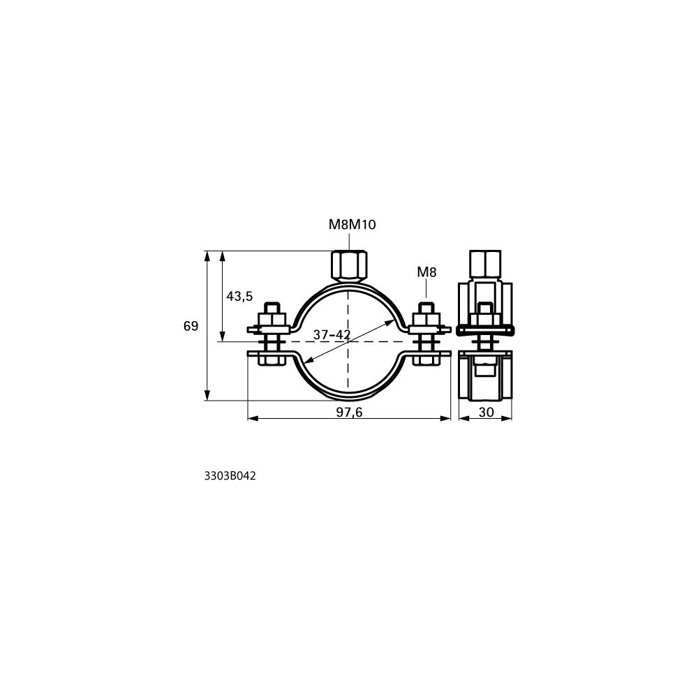 Walraven Schwerlastschelle HD500 M8/M10, 37-42mm Zweischraubenschelle, Schwarz... WALRAVEN-3303B042 8719942066464 (Abb. 4)