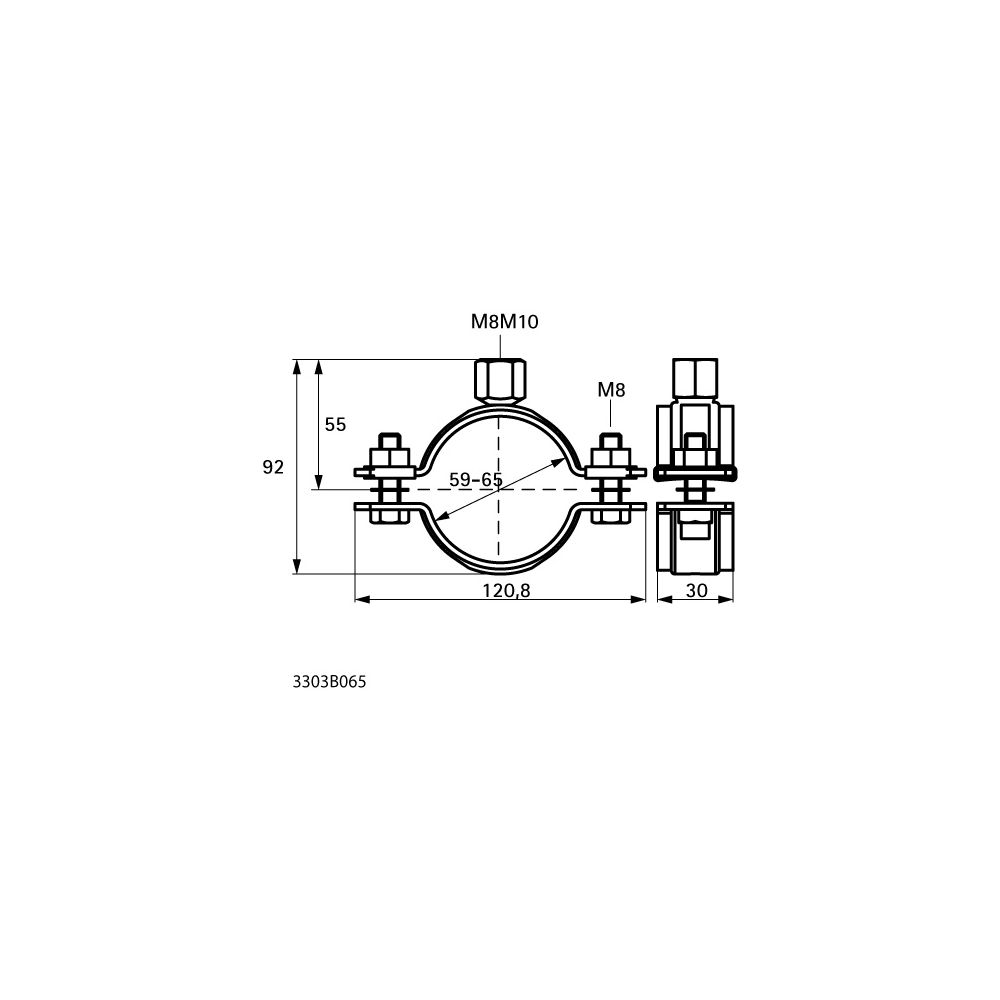 Walraven Schwerlastschelle HD500 M8/M10, 59-65mm Zweischraubenschelle, Schwarz... WALRAVEN-3303B065 8719942066525 (Abb. 4)