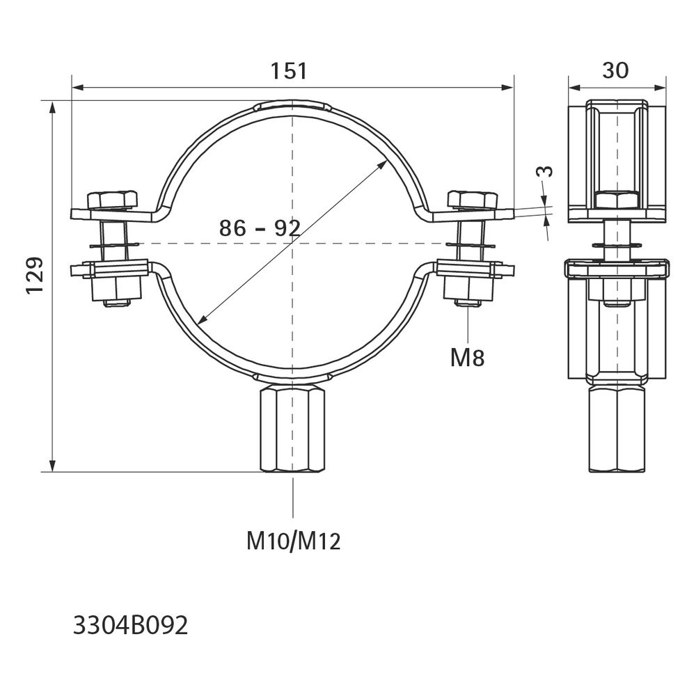Walraven Schwerlastschelle HD500 M10/M12, 86-92mm Zweischraubenschelle, Schwarz... WALRAVEN-3304B092 8719942066303 (Abb. 5)