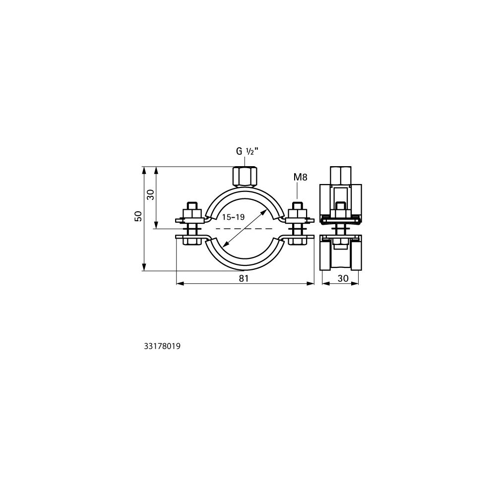 Walraven Schwerlastschelle HD1501 1/2", BUP 15-19mm Zweischrauben-Rohrschelle, EPDM... WALRAVEN-33178019 8712993980253 (Abb. 4)