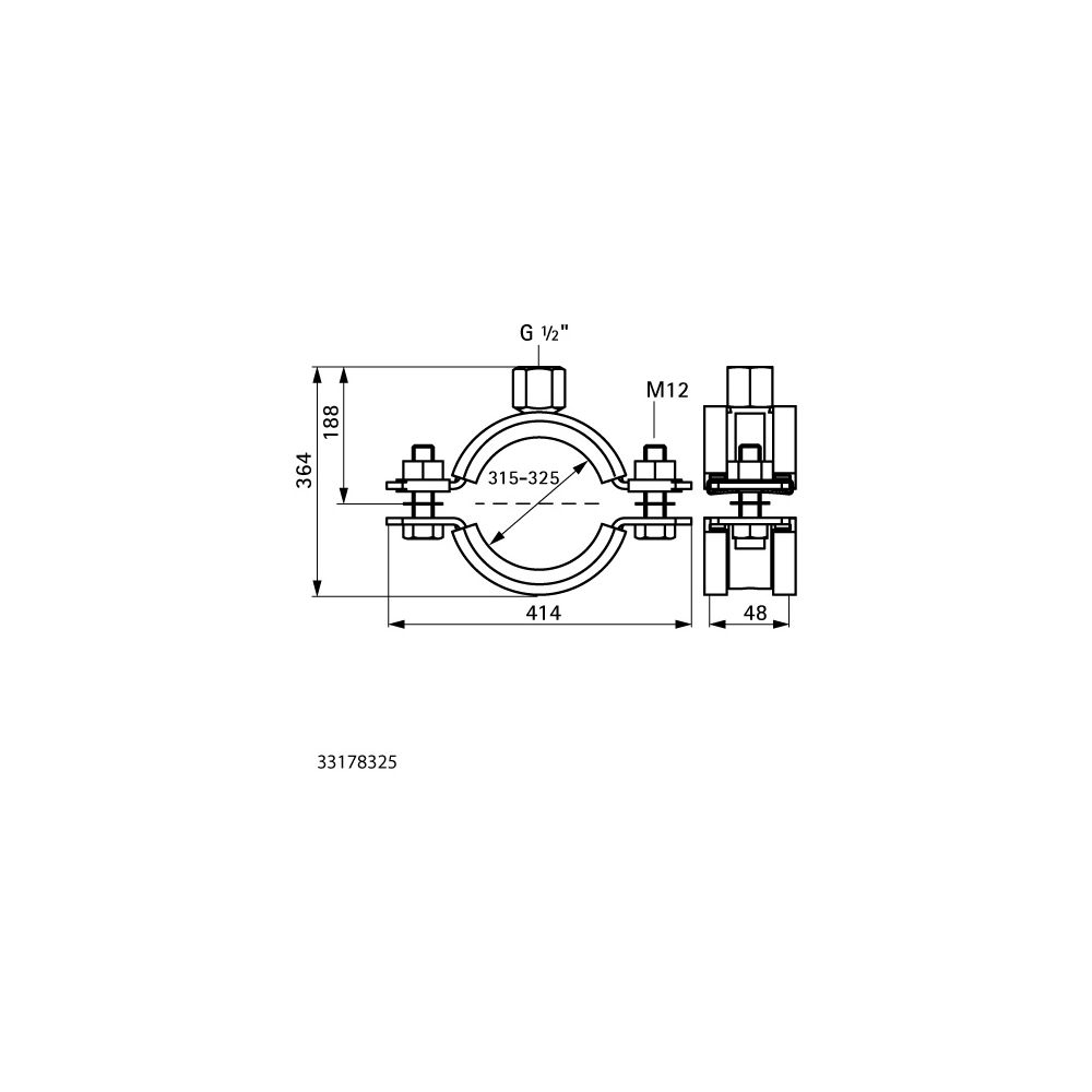 Walraven Schwerlastschelle HD1501 1/2", BUP 315-325mm Zweischrauben-Rohrschelle, EPD... WALRAVEN-33178325 8712993980369 (Abb. 4)