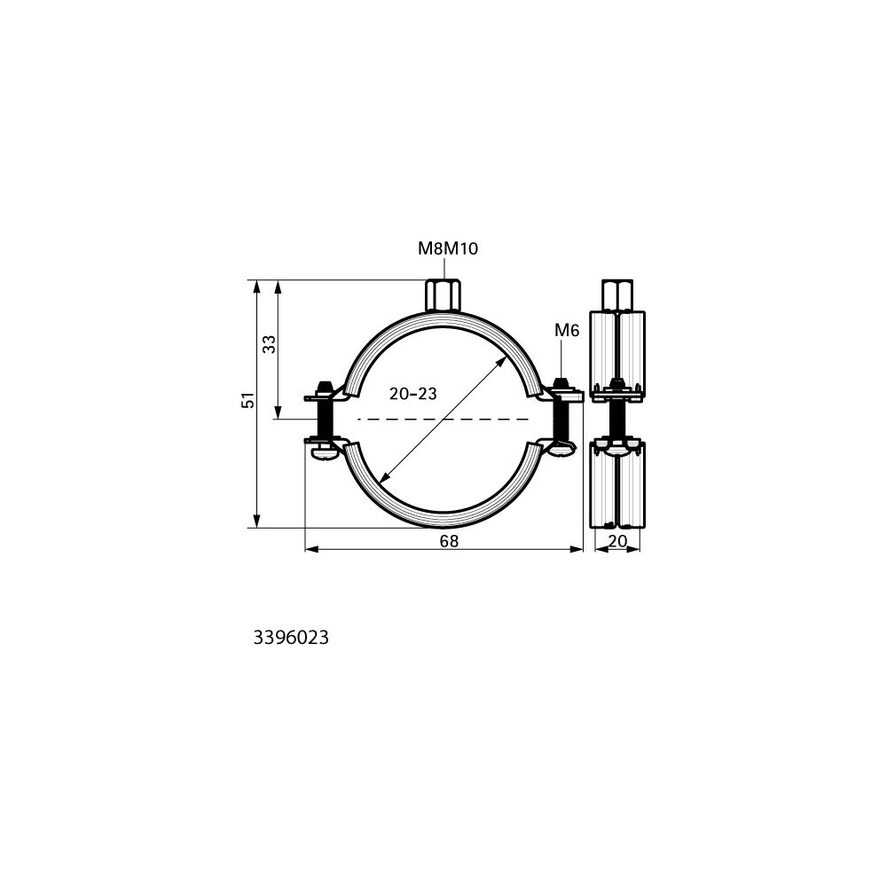 Walraven Rohrschelle KSB2, M8/M10, Durchmesser 20-23mm Zweischrauben-Rohrschelle, EPD... WALRAVEN-3396023 8712993585052 (Abb. 6)