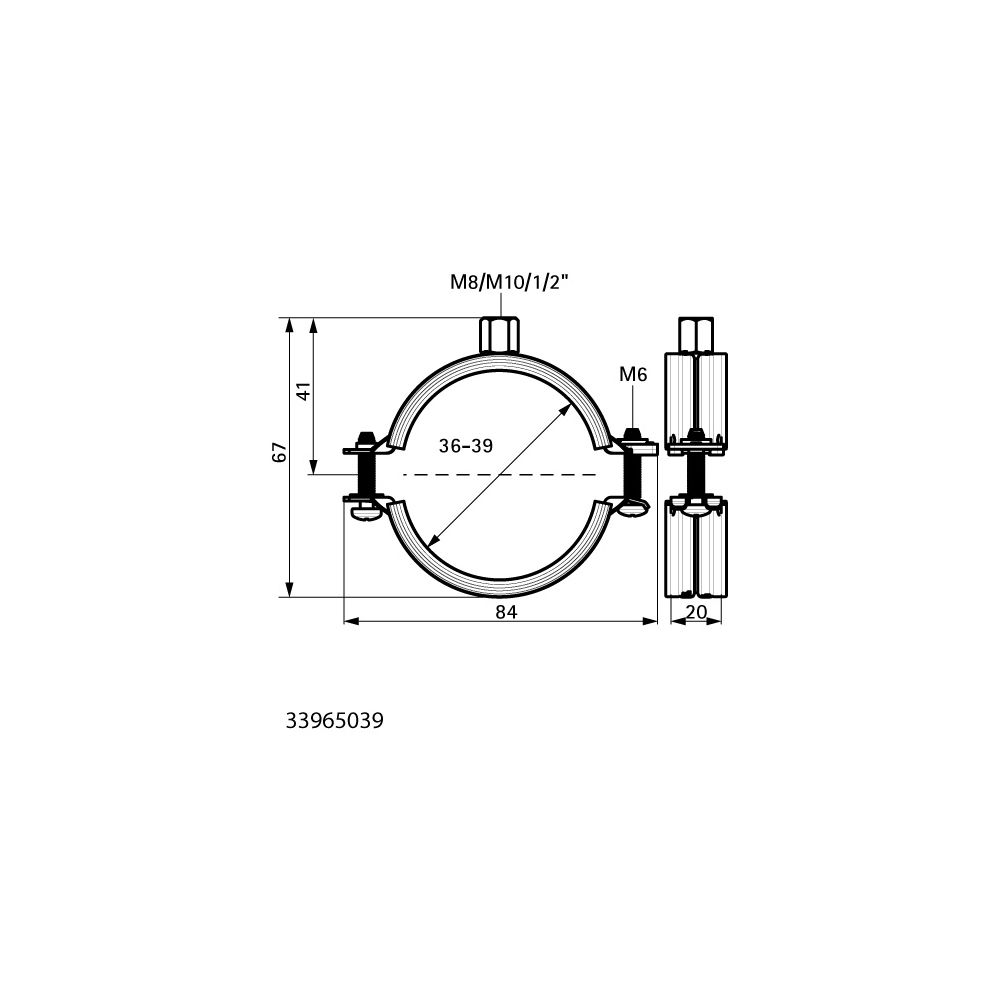 Walraven Rohrschelle KSB2 3G, M8 M10 1/2", Durchmesser 36-39mm Zweischrauben-Rohrsch... WALRAVEN-33965039 8712993609093 (Abb. 4)