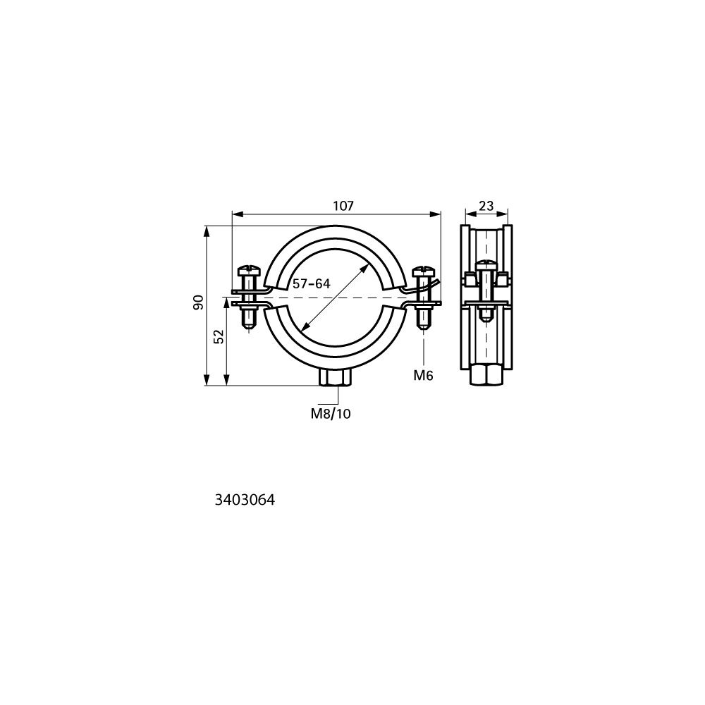 Walraven Bismat Rohrschelle 2000, 57-64mm M8/M10 Zweischraubenschelle, EPDM, Stahl el... WALRAVEN-3403064 8712993004041 (Abb. 4)