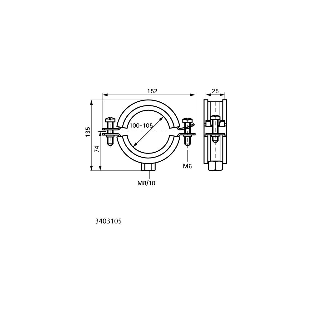 Walraven Bismat Rohrschelle 2000, 100-105mm M8/M10 Zweischraubenschelle, EPDM, Stahl ... WALRAVEN-3403105 8712993004126 (Abb. 4)
