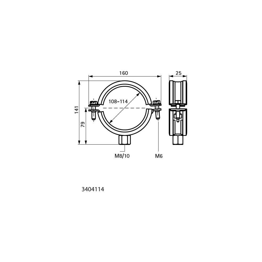 Walraven Bismat Rohrschelle 2000, 108-114mm M8/M10 Zweischraubenschelle, Silikon, Sta... WALRAVEN-3404114 8712993295708 (Abb. 4)