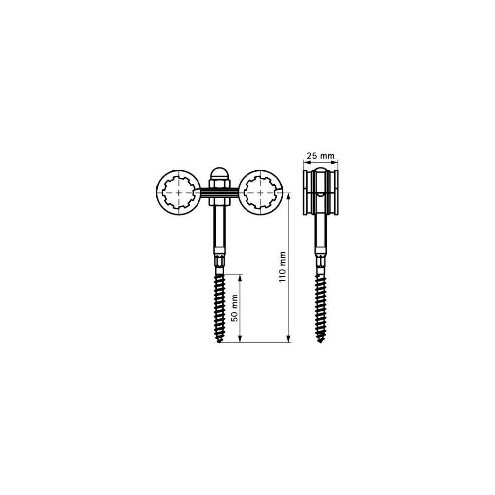 Walraven Zwillingsschelle mit Einlage, für 15mm Metallheizungsrohre, Stift 120mm, EPD... WALRAVEN-3535015 8712993270880 (Abb. 4)