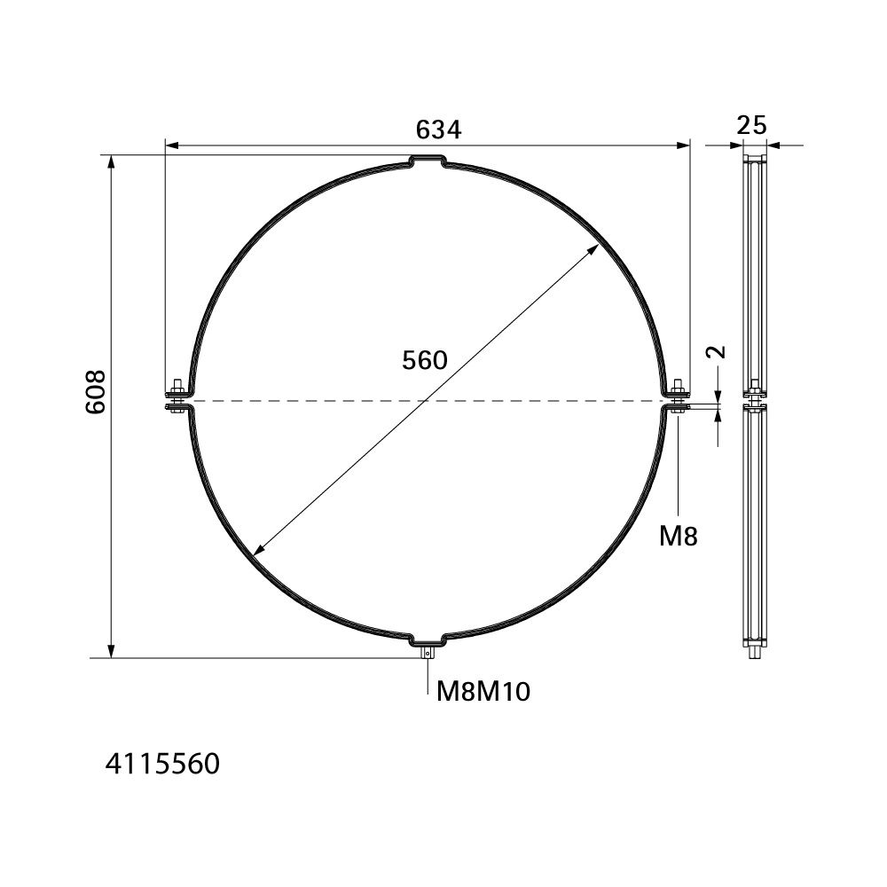 Walraven Aero Lüftungsschelle 560mm M8/M10, fixierte TPE-Schallschutzeinlage, Stahl s... WALRAVEN-4115560 8712993812295 (Abb. 4)