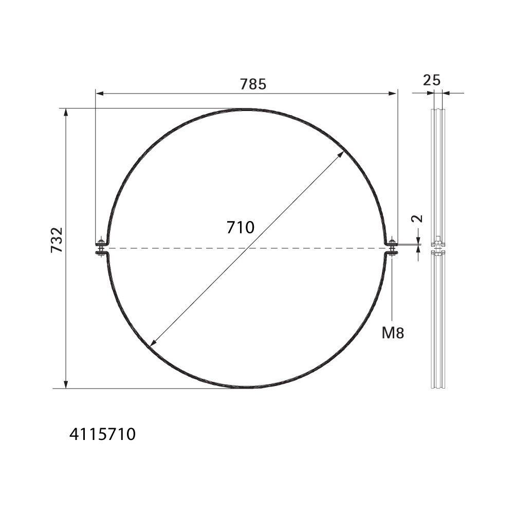 Walraven Aero Lüftungsschelle 710mm ohne Gewinde, fixierte TPE-Schallschutzeinlage, S... WALRAVEN-4115710 8712993812356 (Abb. 4)