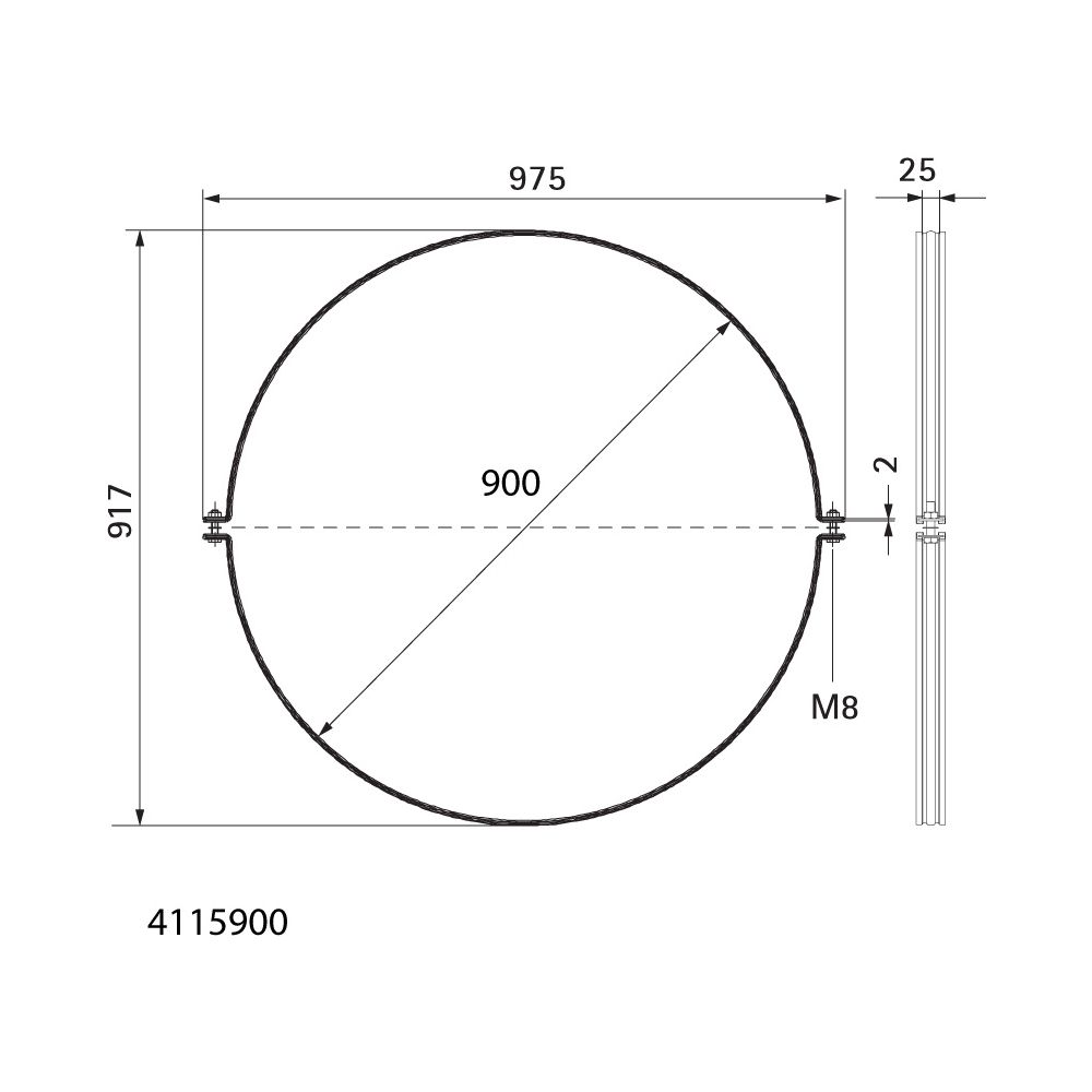 Walraven Aero Lüftungsschelle 900mm ohne Gewinde, fixierte TPE-Schallschutzeinlage, S... WALRAVEN-4115900 8712993812394 (Abb. 4)