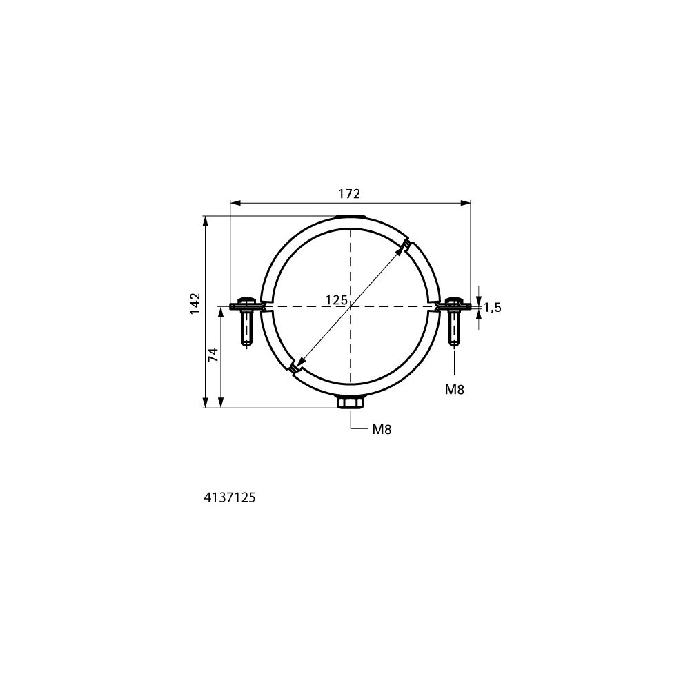 Walraven Lüftungsschelle M8 125mm Schelle 2-teilig, EPDM, Edelstahl 1.4404... WALRAVEN-4137125 8712993056071 (Abb. 4)