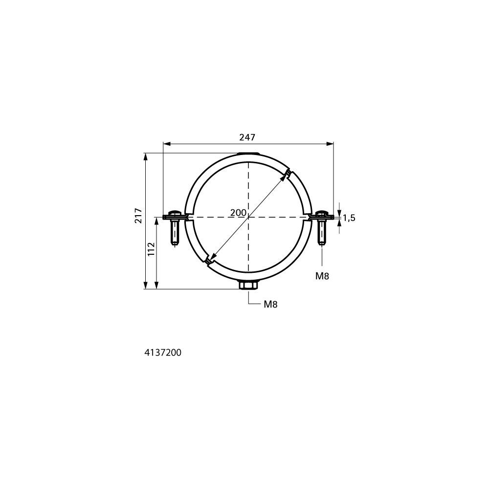 Walraven Lüftungsschelle M8 200mm Schelle 2-teilig, EPDM, Edelstahl 1.4404... WALRAVEN-4137200 8712993272303 (Abb. 4)