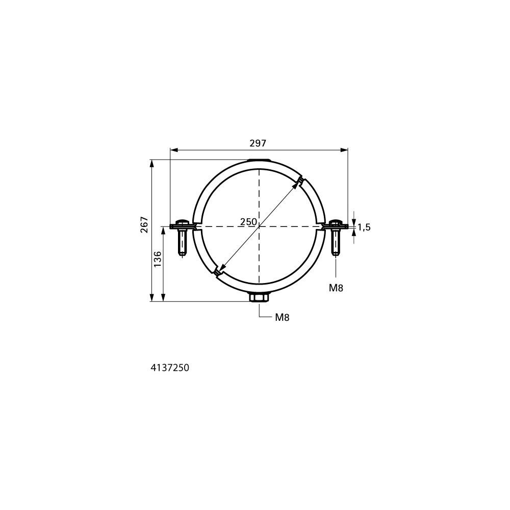 Walraven Lüftungsschelle M8 250mm Schelle 2-teilig, EPDM, Edelstahl 1.4404... WALRAVEN-4137250 8712993056101 (Abb. 4)