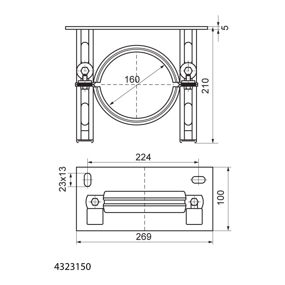 Walraven Fallrohrstützbefestigung 160mm DN 150, Konsolensatz mit Bismat SL, EPDM, ele... WALRAVEN-4323150 8712993293599 (Abb. 4)