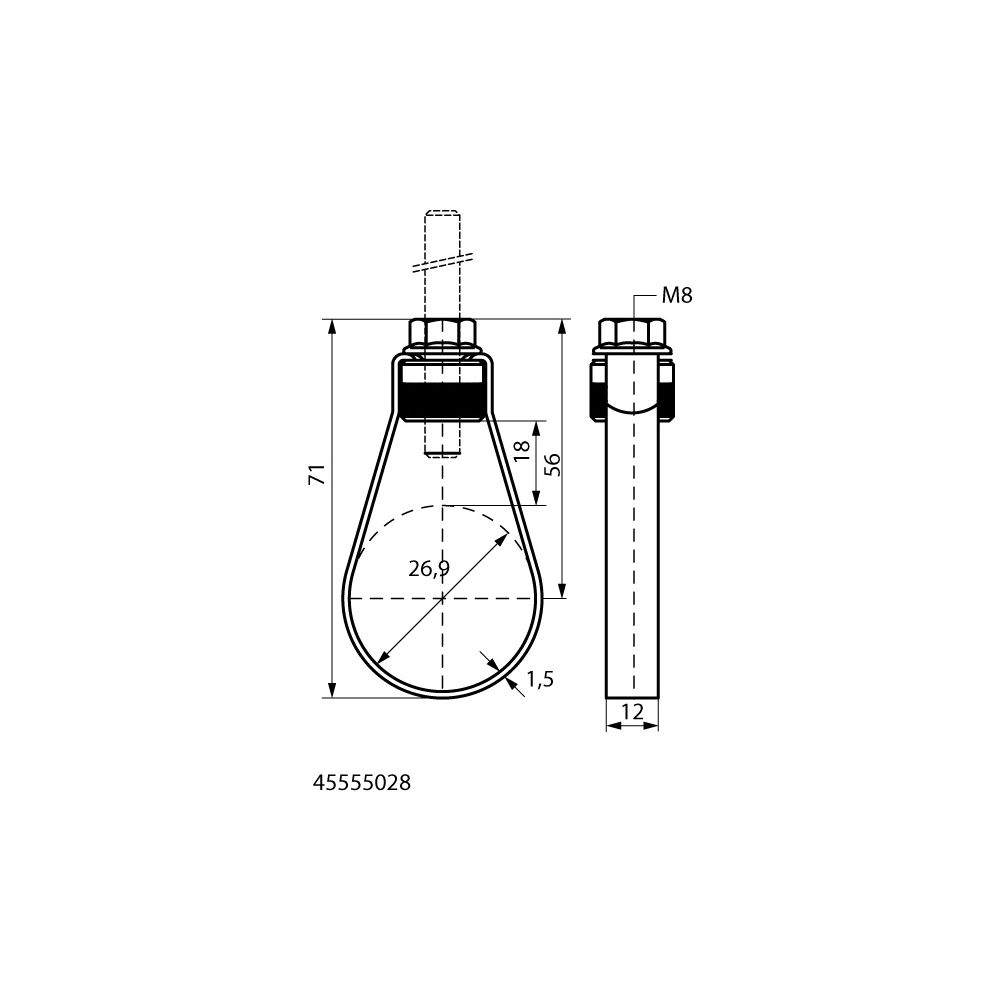 Walraven Sprinklerschlaufe VdS M8, für Rohrdurchmesser 26,9mm mit Flansch und Hutmut... WALRAVEN-45555028 8719942017091 (Abb. 4)