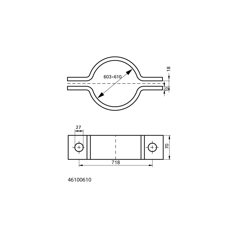 Walraven Rohrschelle DIN 3567 Typ A, Durchmesser 603-610mm DN 600, Stahl... WALRAVEN-46100610 8719942982221 (Abb. 4)
