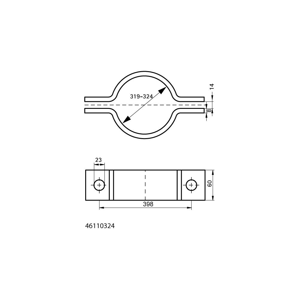 Walraven Rohrschelle DIN 3567 Typ A, Durchmesser 319-324mm DN 300, Stahl feuerverzin... WALRAVEN-46110324 8719942981392 (Abb. 4)