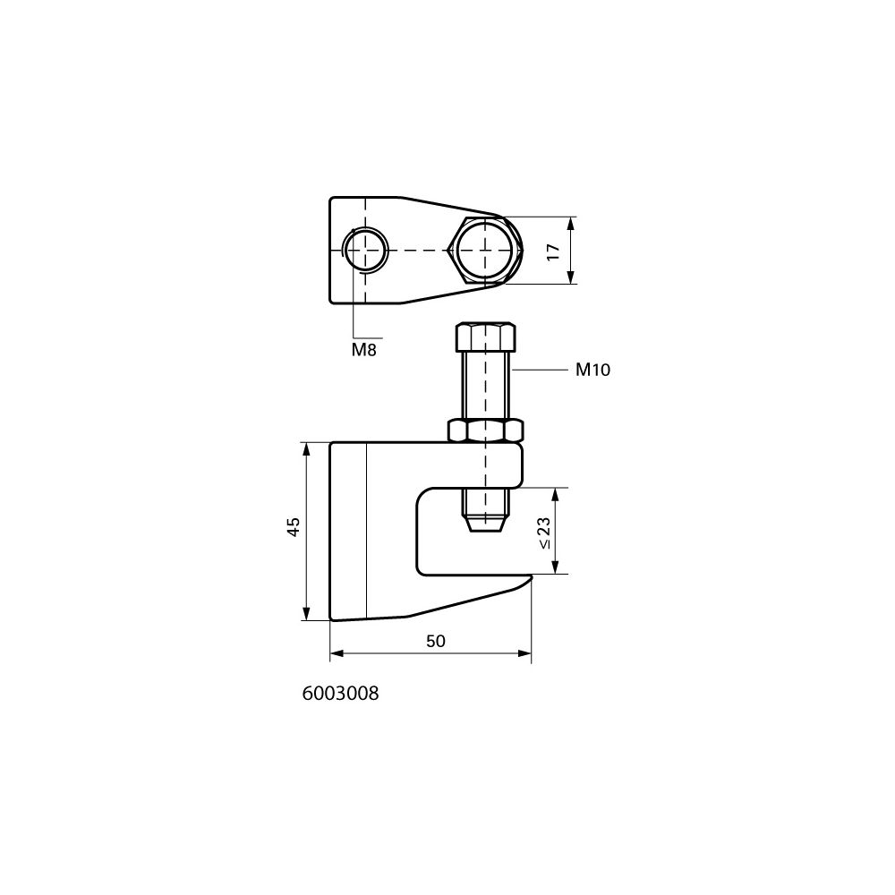 Walraven Trägerklammer Modell C, Dicke bis 23mm, Schraube M10 Durchgangsgewinde M8, G... WALRAVEN-6003008 8712993007028 (Abb. 6)