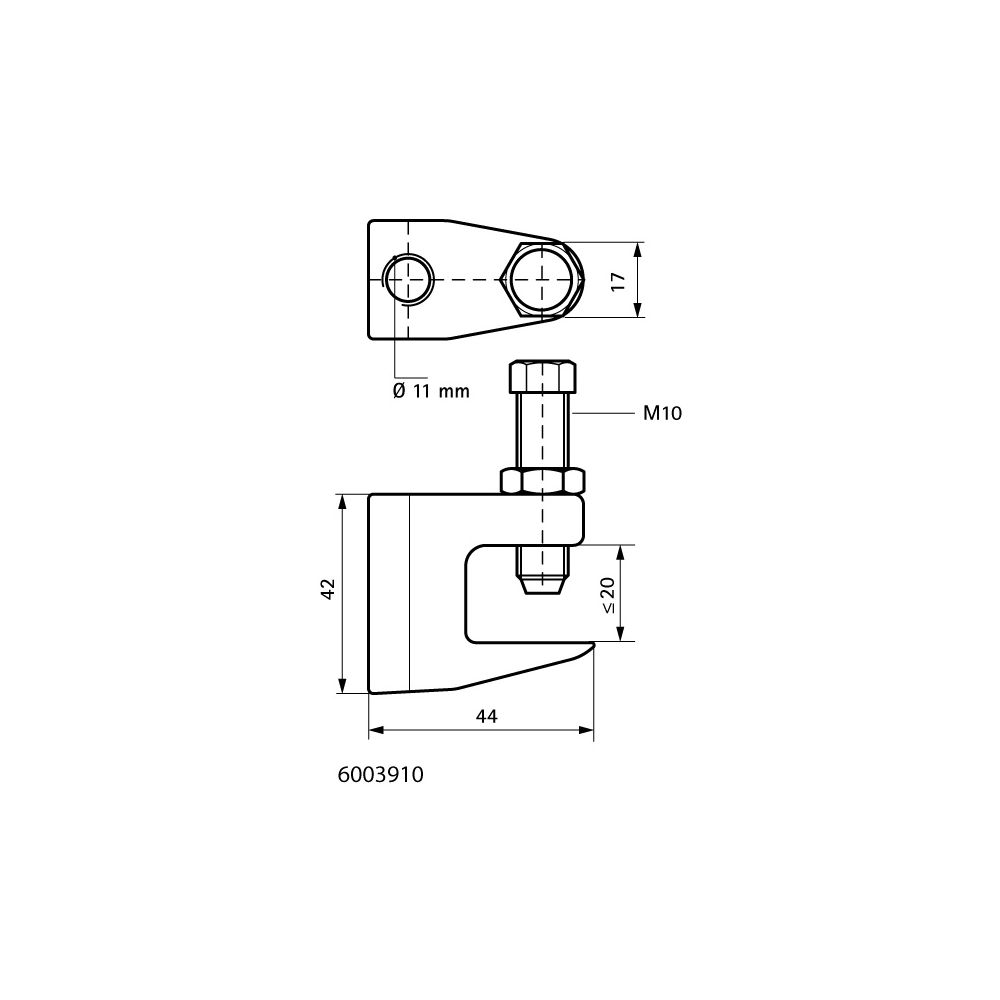 Walraven Trägerklammer Modell C, Dicke bis 20mm, Schraube M10 Durchgangsloch 11mm, Gu... WALRAVEN-6003910 8712993006076 (Abb. 4)