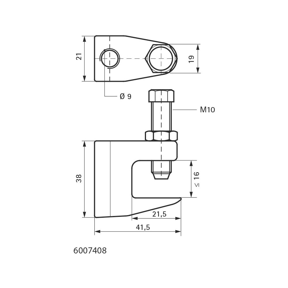 Walraven Trägerklammer Modell C, Dicke bis 16mm, Schraube M10 Durchgangsloch 9mm, Ede... WALRAVEN-6007408 8719942059763 (Abb. 4)