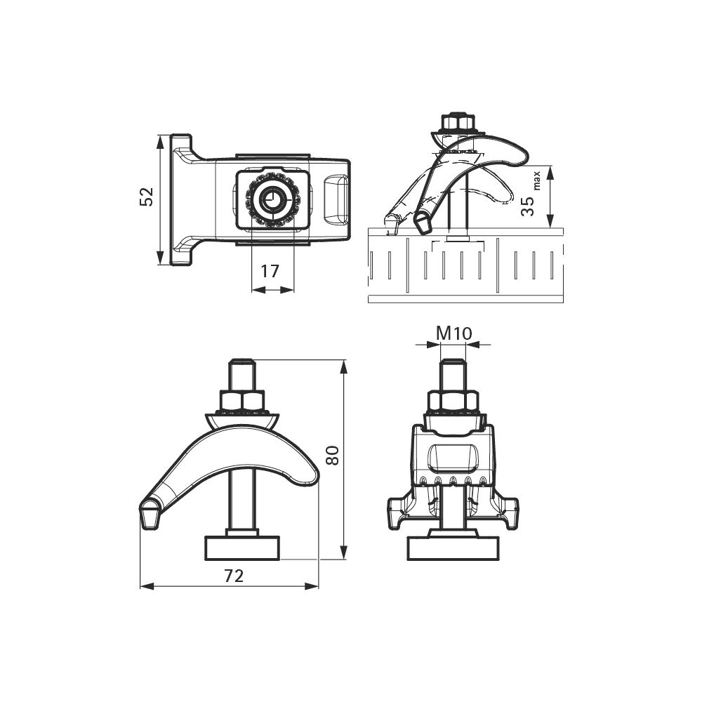 Walraven Strut Trägerklammer Schwerlast, 72x52x80mm bis Flanschstärke 35mm, feuerverz... WALRAVEN-6072002 8712993559206 (Abb. 4)